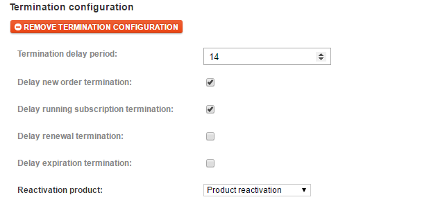 Delayed termination configuration