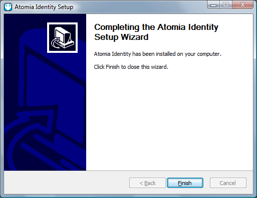 Atomia Identity installation is finished