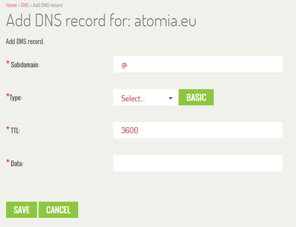 Adding and editing DNS records
